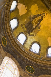 Turkey, Istanbul, Sultanahmet Haghia Sophia Mural of Virgin Mary holding the baby infant Jesus in