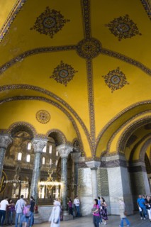 Turkey, Istanbul, Sultanahmet Haghia Sophia Tourists in the vaulted decorative North Gallery.
