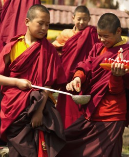 Buddhist Monks in a Losar ceremony, Sikkim, India