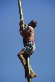 BAMBOO POLE CLIMBING, NAGA WARRIOR TRIBE, NAGALAND, NORTH EAST INDIA