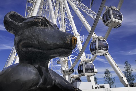 Ireland, County Dublin, Dublin City, North Quay Point Village Ferris Wheel tourist attraction with