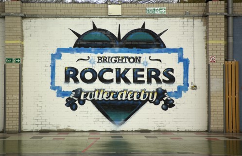 Art, Graffiti, Former parcel delivery warehouse converted into roller disco with the walls