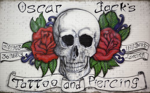 Art, Graffiti, Former parcel delivery warehouse converted into roller disco with the walls