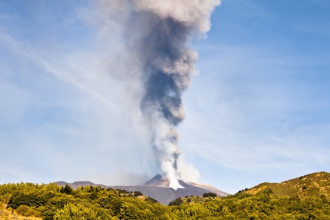Mount Etna erupting on 8th September 2011, Sicily, Italy