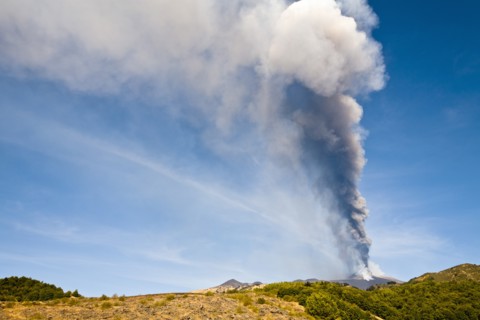 Mount Etna erupting on 8th September 2011, Sicily, Italy