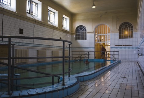 Pest Indoor pool at Szechenyi thermal baths largest in Europe.