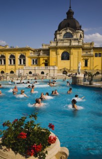 Pest Outdoor bathing in summer at Szechenyi thermal baths