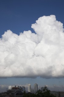 Cloud formation over central area of the city.