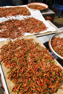 Red chilis in Chinatown market.