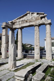 Ancient Greek ruins at Monastiraki just bellow Acropolis at Thiseio.