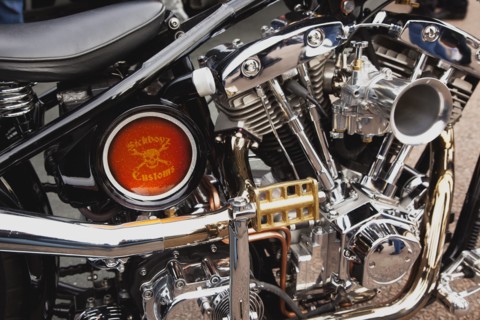 Detail of motobike engine at bike festival in Madiera Drive.