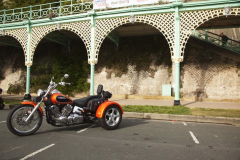 3 wheeled trike at motorcycle festival on Madeira Drive.