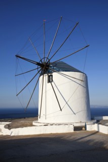 Old wind mill which is now converted to accomodation on the top of a cliff.