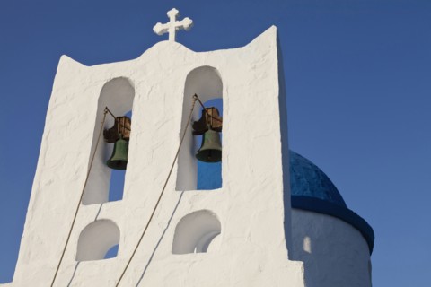 The Seven Martyrs a small white church with a blue dome