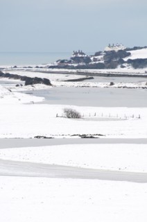 Cuckmere Haven view over the river Cuckmere in winter.