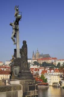 Charles Bridge Calvary with St Vitus in the background.