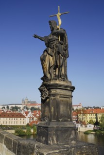 Charles Bridge Statue of John the Baptist with St Vitus.