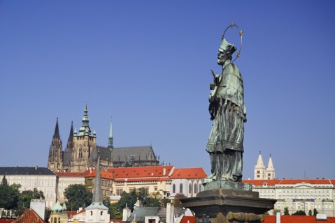 Charles Bridge Statue of St John of Nepomuk with St Vitus.