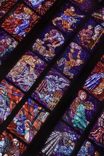 St Vitus Cathedral interior a section of stained glass window.