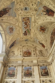 Wallenstein Palace exterior frescoes in the loggia.