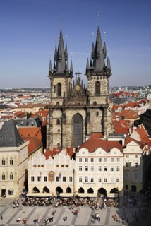 Old Town Square Tyn Church from Old Town Hall Tower.