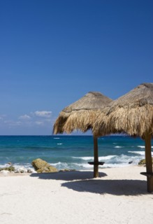 Sea view and parasols.