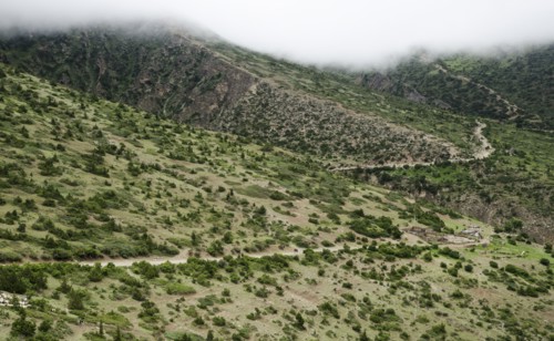 Mountainous landscape and roads to the capital.