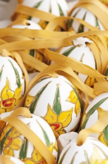 Hand painted and decorated egg shells to celebrate Easter at the Old Vienna Easter Market at the Freyung.