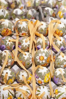 Hand painted and decorated egg shells to celebrate Easter at the Old Vienna Easter Market at the Freyung.