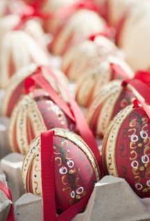 Hand-painted and hand decorated egg shells to celebrate Easter at the Old Vienna Easter Market at the Freyung.