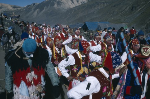 Peru, Cusco, Vilcanota Mountains, Ice Festival of Qoyllur Riti. Pre Columbian in origin but of