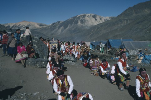 Peru, Cusco, Vilcanota Mountains, Ice Festival of Qoyllur Riti. Pre Columbian in origin but of