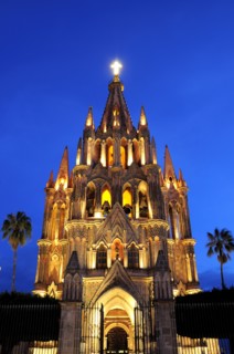 Mexico, Bajio, San Miguel de Allende, La Parroquia de San Miguel Arcangel neo-gothic exterior