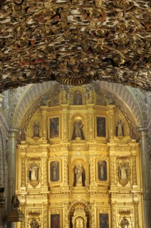 Mexico, Oaxaca, Church of Santo Domingo Ornately decorated interior with carved and gilded