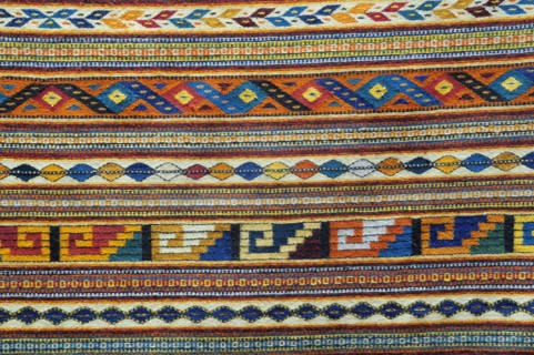 Mexico, Oaxaca, Detail of weaving by Tomas and Arnulfo Mendoza. Photo : Nick Bonetti