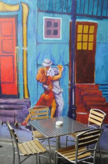 Mexico, Federal District, Mexico City, Condesa District Argentinian restaurant with painted
