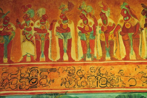 Mexico, Federal District, Mexico City, Museo Nacional de Antropologia Replica wall painting from