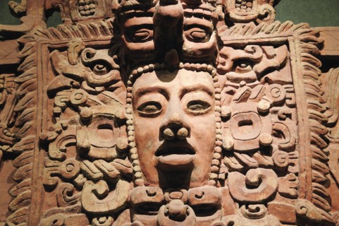 Mexico, Federal District, Mexico City, Museo Nacional Antropologia Detail of frieze fragment