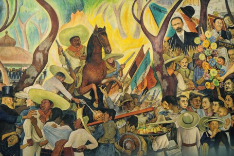 Mexico, Federal District, Mexico City, Detail of mural Dream of a Sunday Afternoon in the Alameda