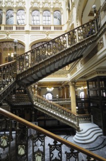Mexico, Federal District, Mexico City, Art Nouveau interior and staircase of the Correo Central
