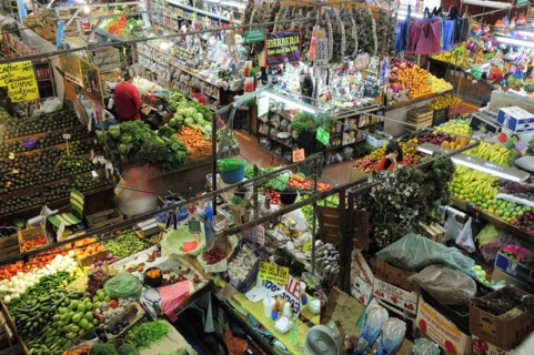 Mexico, Jalisco, Guadalajara, Mercado Libertad Vegetable market stalls displays and vendors. Photo