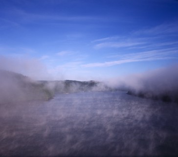 France, Bretagne, River Aulne, View from Pont de Terenez bridge looking west along River Aulne in