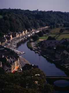 France, Bretagne, Cotes d Armor, Medieval market town of Dinan beside the River Rance. View from