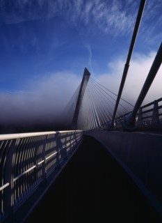 France, Bretagne, Finistere, Ile de Crozon. The new Pont de Terenez suspension bridge opened April