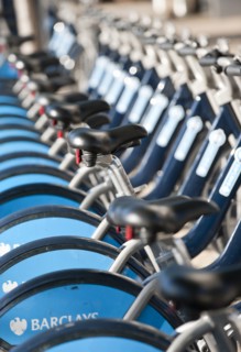 Barclays Cycle Hire. Bike rental station near Waterloo railway station.