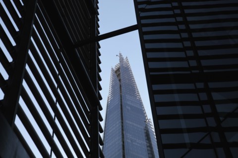 England, London, Southwark Southbank View toward the Shard Skyscraper deisgned by Renzo Piano in