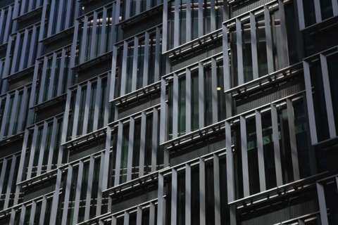 England, London, Southwark Detail of the exterior of a modern office building next to City Hall.