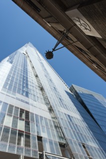 England, London, London Bridge Quarter Looking up at the Shard designed by Renzo Piano opened in