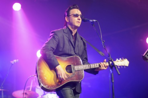 England, Cambridgeshire, Cambridge, Folk Festival Richard Hawley performing on stage with acoustic