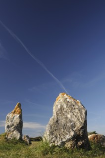 France, Brittany, Lagatjar, Alignment de Lagatjar standing stones near Cameret-sur-Mer. Photo : Bob